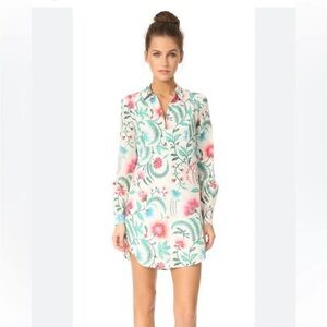 Rachel Zoe Floral Silk Blend Shift Dress Long Sleeve